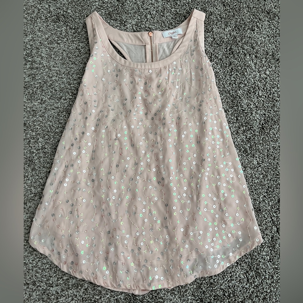 Candies Light Pink Sequin Racerback Tank Top